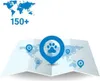 A world map with several location pins, one of which is larger and central, featuring a paw print. Text indicates '150+'. Anteprima dell’immagine prodotto