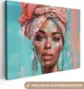 MuchoWow® - Leinwandbilder - Frau - Porträt - Blau - Rosa - Produktbild-Vorschau 1