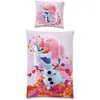 A pillowcase and a duvet cover featuring Olaf from Frozen, surrounded by autumn leaves. Produktbild-Vorschau
