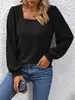 ASKSA Femme T-shirt manches longues col carré Casual Voir les images du produit 2