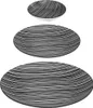 Three plates of varying sizes are stacked on a white background. Each plate has a black and white striped pattern. Anteprima dell’immagine prodotto