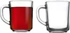 Two glass mugs, one filled with red liquid, the other empty. Produktbild-Vorschau