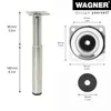 WAGNER Möbelbein/Verstellfuß TELESCOPE - Ø 30 x 160-250 mm, Produktbild-Vorschau 2