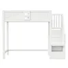 A white loft bed with stairs against a white background. Voir les images du produit