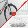 Close-up of the front wheel and fork of a gray e-bike, with marketing text and a logo. Produktbild-Vorschau