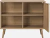 An empty wooden sideboard with one door open, showing its shelves. Anteprima dell’immagine prodotto