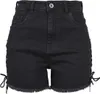 Urban Classics Hotpant Damen Ladies Highwaist Denim Lace Up Produktbild-Vorschau 4