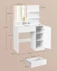 A white vanity table with a lighted mirror and dimensions labeled. Náhled obrázku produktu