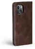 A brown flip-style phone case for an iPhone 14 is shown against a white background. Produktbild-Vorschau