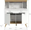 A diagram of a white and wood desk with dimensions labeled. Anteprima dell’immagine prodotto