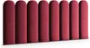 A series of seven burgundy wall panels with rounded tops, arranged side-by-side against a white background. Anteprima dell’immagine prodotto