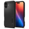 A black phone case with a stand is shown next to a smartphone displaying a colorful wallpaper. Náhľad obrázku produktu