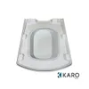 A top-down view of a white toilet seat. Produktbild-Vorschau