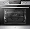 A front view of a stainless steel oven with a glass door and digital display. Produktbild-Vorschau