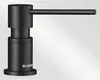 A black soap dispenser with a horizontal spout, shown against a light gray background. Produktbild-Vorschau