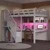Lit superposé Flieks 140 x 200 cm avec bureau et prise USB, Voir les images du produit 3
