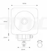 Technical drawing of a square-shaped product with dimensions indicated. Produktbild-Vorschau