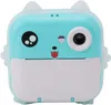 A close-up front view of a blue and white toy camera designed to look like a cartoon animal. Produktbild-Vorschau