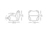 Technical drawings of a chair with dimensions indicated. Produktbild-Vorschau