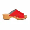 Damen Holzclogs dunklem Rot aus Echtleder – Klassische Produktbild-Vorschau 2