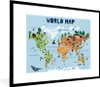 MuchoWow® Gerahmtes Poster Weltkarte - Kinder - Tiere - Produktbild-Vorschau 1