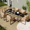 Merax Polyrattan-Esstisch-Set für 6 Personen, Gartenmöbel Produktbild-Vorschau 2
