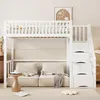 Hochbett,Kinderbett(Weiss)Holzbett,mit Produktbild-Vorschau 2