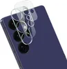 A close-up shot of a smartphone camera lens protector being applied to a dark purple smartphone. Produktbild-Vorschau