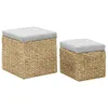 vidaXL Ottoman-Set 2 Stk. Seegras Grau -  Polsterhocker Produktbild-Vorschau 3