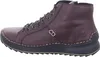 Side view of a single burgundy leather boot with black laces and a black sole. Produktbild-Vorschau