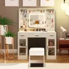 AIORBER Tavolino da toilette con specchio a led, 3 colori Anteprima dell’immagine prodotto 7