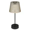A single LED solar table lamp with a smoky colored textured shade and a black base and stem, shown against a white background. Produktbild-Vorschau