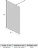 A diagram of a shower wall with dimensions labeled, accompanied by a table of specifications. Anteprima dell’immagine prodotto