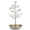 A silver-colored jewelry stand shaped like a tree with birds perched on its branches, set against a white background. Podgląd zdjęcia produktu