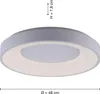 A modern LED ceiling lamp with a circular design, shown from a slightly angled top-down view against a white background. Dimensions are indicated with text overlays. Produktbild-Vorschau