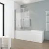 A modern bathroom with a bathtub and shower screen. Produktbild-Vorschau