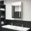 Armadietto Bagno con Specchio e LED Bianco e Rovere Anteprima dell’immagine prodotto 2