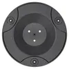 A top-down view of a black circular disc with three small white holes in the center and three larger circular indentations with screw holes around the perimeter. Produktbild-Vorschau