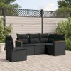 vidaXL 5-tlg. Garten-Sofagarnitur mit Kissen Schwarz Poly Produktbild-Vorschau 2