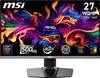 A computer monitor displaying vibrant abstract art, with various feature callouts. Produktbild-Vorschau