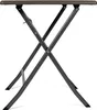 A brown rattan-look folding table with dark gray metal legs, shown against a white background. Anteprima dell’immagine prodotto