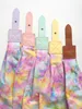 Five tie-dye straps with leather accents are displayed against a white background. Produktbild-Vorschau