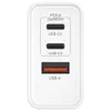 A white USB-C charger with multiple ports. Produktbild-Vorschau