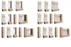 A collage of modular furniture units, likely for an entryway or closet, including tall cabinets with hooks, benches with storage, and mirrored units, shown in various configurations. Produktbild-Vorschau