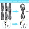 An instructional diagram showing different adapters and a USB charging cable for hair clippers. Produktbild-Vorschau