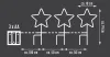 Diagram showing the dimensions and battery requirements for a set of star-shaped lights. Produktbild-Vorschau