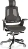 A black and gray ergonomic office chair with a headrest and adjustable armrests is shown against a white background. Produktbild-Vorschau