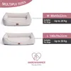 Two dog beds of different sizes are shown with their corresponding size and weight information. Anteprima dell’immagine prodotto