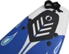 Close-up view of the tail end of a surfboard, showing a black traction pad with a chevron pattern and a leash attachment. Produktbild-Vorschau