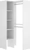 A white corner wardrobe structure with shelves and hanging rails. Produktbild-Vorschau